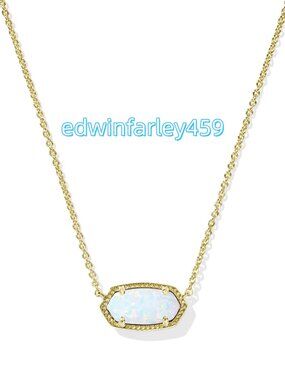Elisa Gold Pendant Necklace in White Lab Grown Opal
